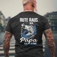 Rute Raus Der Papa Hat Laune Fischer T-Shirt mit Rückendruck Geschenke für alte Männer