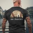San Francisco Skyline City Vintage Baseball Lover Men's T-shirt Back Print Gifts for Old Men