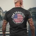 San Francisco USA-Flaggen-Design Schwarz Kurzärmliges Herren-T-Kurzärmliges Herren-T-Shirt, Städteliebe Mode Geschenke für alte Männer