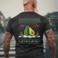 Santa Hat Avocado Fruit Xmas Lighting Ugly Avocado Christmas Mens Back Print T-shirt Gifts for Old Men