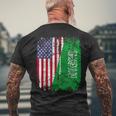 Saudi Arabian Roots Half American Flag Saudi Arabia Flag Men's T-shirt Back Print Gifts for Old Men