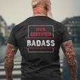 Schwarzes Kurzärmliges Herren-T-Kurzärmliges Herren-T-Shirt 100% Certified Badass, Coole Aufdruck Mode Geschenke für alte Männer