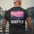 Seattle Washington Skyline Pnw Vintage Pride Men's T-shirt Back Print Gifts for Old Men