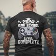 Senior Gamer 2024 High School Level Complete 2024 Grad Men's T-shirt Back Print Gifts for Old Men
