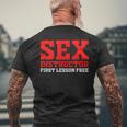 Sex Instructor First Lesson Is Free Adult Humor Orgy Jokes Men's T-shirt Back Print Gifts for Old Men
