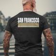 Sf Vintage Striped San Francisco Red Maroon San Francisco Ca Men's T-shirt Back Print Gifts for Old Men
