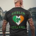Shamrock Clover In Dublin Ireland Flag In Heart Shaped Men's T-shirt Back Print Gifts for Old Men
