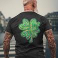 Shamrock Sequins Effect Clover Happy St Patrick's Day Womens Men's T-shirt Back Print Gifts for Old Men