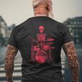 Skeleton Drummer On Drums For Musicians T-Shirt mit Rückendruck Geschenke für alte Männer