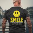 Smile It Makes People Wonder What You're Up To Happy Fun Men's T-shirt Back Print Gifts for Old Men