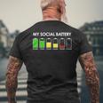 My Social Battery Low Energy Anti Social Introvert Men's T-shirt Back Print Gifts for Old Men