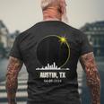 Solar Eclipse 2024 Austin Skyline Texas Total Solar Eclipse Men's T-shirt Back Print Gifts for Old Men