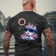 Solar Eclipse 2024 Unicorn Wearing Eclipse Glasses Men's T-shirt Back Print Gifts for Old Men