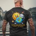 Solar Eclipse April 8 2024 Cute Earth Sun Moon Selfie Space Men's T-shirt Back Print Gifts for Old Men