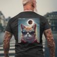 Solar Eclipse Cat 2024 April 8 Solar Eclipse Glasses Men's T-shirt Back Print Gifts for Old Men