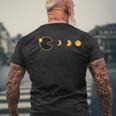 Solar Eclipse Gamer Eating Sun Retro Video Game Boys Kid Men's T-shirt Back Print Gifts for Old Men