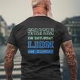 Spartan On Saturday Lion On Sunday Detroit Football Mens Back Print T-shirt Gifts for Old Men