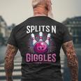 Splits 'N Giggles Bowling Team Bowler Sports Player Men's T-shirt Back Print Gifts for Old Men