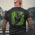 St Patrick Day Black Cat 3 Leaf Clover Kitten Lover Irish Men's T-shirt Back Print Gifts for Old Men