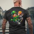 St Patrick's Day Irish Leprechaun Basketball Player Dunk Men's T-shirt Back Print Gifts for Old Men