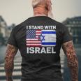 I Stand With Israel Usa American Flag With Israel Flag Men's T-shirt Back Print Gifts for Old Men