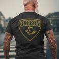 State Of Oregon Heroic Emblem Yellow Knockout Men's T-shirt Back Print Gifts for Old Men