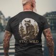 Stay Wild Cottagecore Aesthetic Raccoon Lover Vintage Racoon Men's T-shirt Back Print Gifts for Old Men