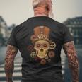 Steampunk Skull Gears Goggles Hat Science Fiction Lover Men's T-shirt Back Print Gifts for Old Men