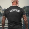 Stockton Vintage Retro Sports Team College Gym Arch Mens Back Print T-shirt Gifts for Old Men