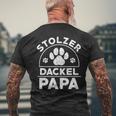 Stolzer Dackel Papa Hundepapa Teckel Dachshund T-Shirt mit Rückendruck Geschenke für alte Männer