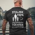 Stolzer Papa Zwei Töchter Idea T-Shirt mit Rückendruck Geschenke für alte Männer