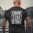 Straight Outta Detroit Motor City Distressed Look Mens Back Print T-shirt Gifts for Old Men