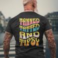 Summer Vacation Tanned Tatted And Tipsy Sunshine Drinking Men's T-shirt Back Print Gifts for Old Men
