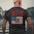 Support Our Troops Soldier Veteran Red Friday Military Mens Back Print T-shirt Gifts for Old Men