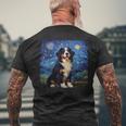 Surreal Starry Night Bernese Mountain Dog Men's T-shirt Back Print Gifts for Old Men