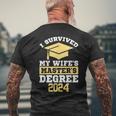 I Survived My Wife's Masters Degree Graduation Class Of 2024 Men's T-shirt Back Print Gifts for Old Men