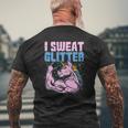 I Sweat Glitter Gym Unicorn Workout Motivational Fitness Mens Back Print T-shirt Gifts for Old Men