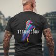 Technocorn I Electronic Raver Music Dj Festival Unicorn T-Shirt mit Rückendruck Geschenke für alte Männer