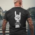 Teufelsgruß French Friesfork Metalhand & Roll Rocker T-Shirt mit Rückendruck Geschenke für alte Männer