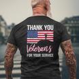 Thank You For Your Service Usa Flag Thank You Veterans Mens Back Print T-shirt Gifts for Old Men