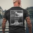 Threadwei Alien Ufo Cat Selfie Kitty Graphic Cat Lover Men's T-shirt Back Print Gifts for Old Men