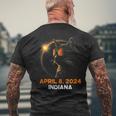 Total Solar Eclipse 2024 Indiana Cat Lover Wearing Glasses Men's T-shirt Back Print Gifts for Old Men