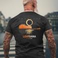 Total Solar Eclipse 2024 Louisiana Guitar Lovers Men's T-shirt Back Print Gifts for Old Men