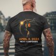 Total Solar Eclipse 2024 New Hampshire Cat Lover Glasses Men's T-shirt Back Print Gifts for Old Men