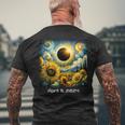 Total Solar Eclipse 2024 Sunflowers Painting Van Gogh Men's T-shirt Back Print Gifts for Old Men