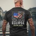 Total Solar Eclipse 2024 Eclipse Usa American Patriotic Flag Men's T-shirt Back Print Gifts for Old Men