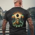 Total Solar Eclipse 2024 Vintage Bigfoot Sasquatch Men's T-shirt Back Print Gifts for Old Men