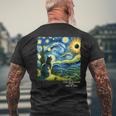 Total Solar Eclipse April 08 2024 Texas Starry Night Cat Men's T-shirt Back Print Gifts for Old Men