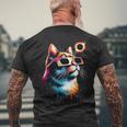 Total Solar Eclipse Cat 2024 Colorful With Eclipse Glasses Men's T-shirt Back Print Gifts for Old Men