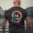 Total Solar Eclipse Cat Wearing Glasses April 8 2024 Men's T-shirt Back Print Gifts for Old Men
